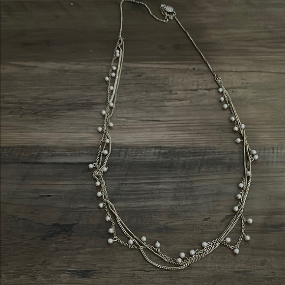 Gold and White Floating Bead Necklace - Picture 1 of 2